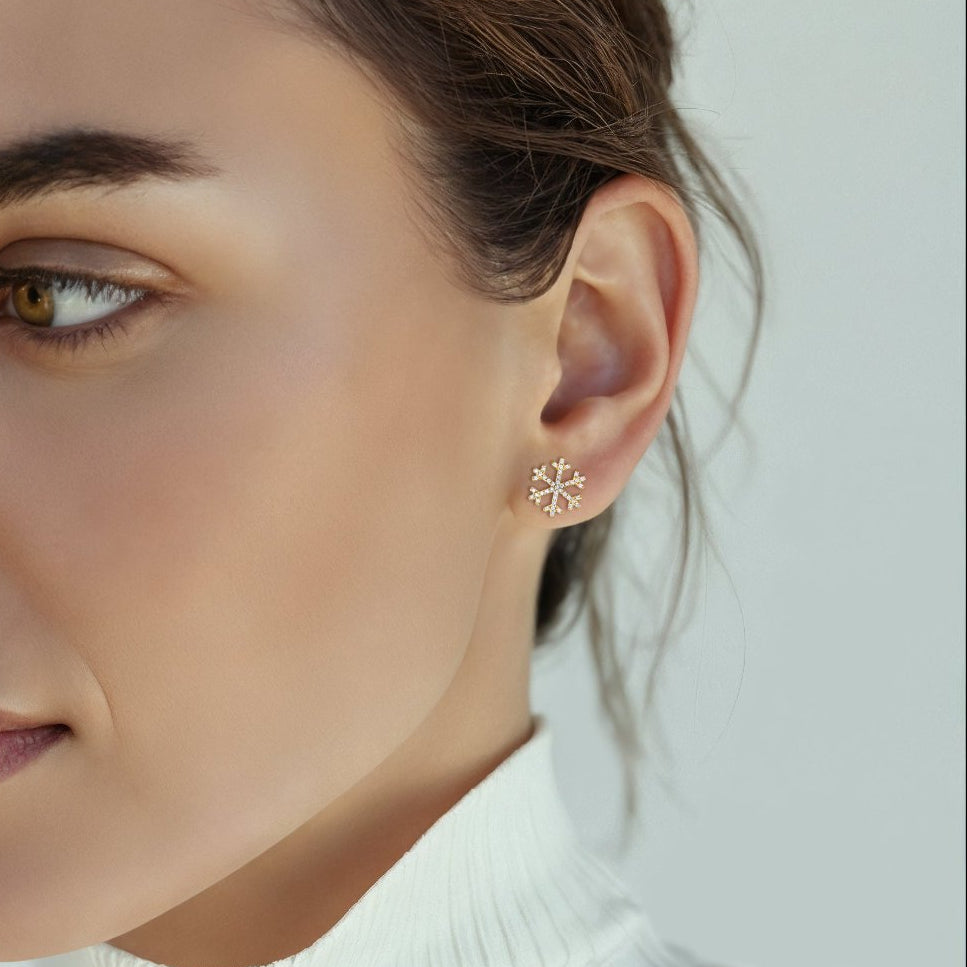 Snowflake Diamond Stud Earrings