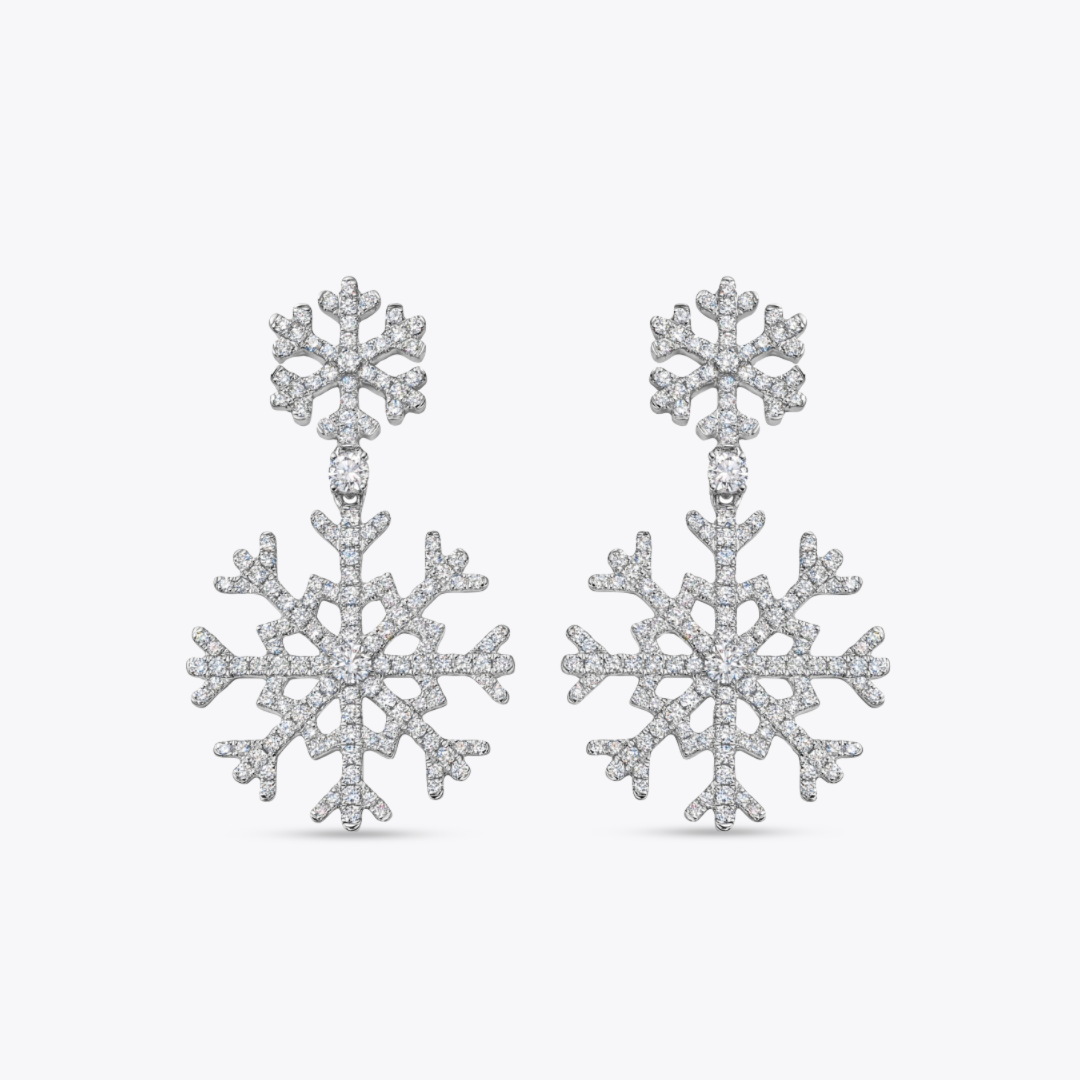 Snowflake Double Diamond Earrings