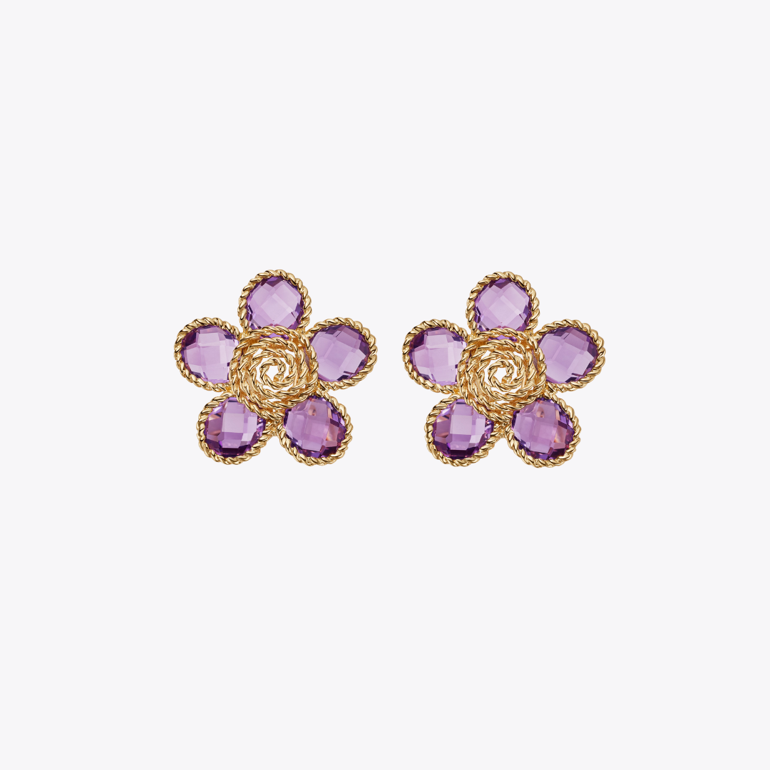 Florence Amethyst Small Flower Earrings