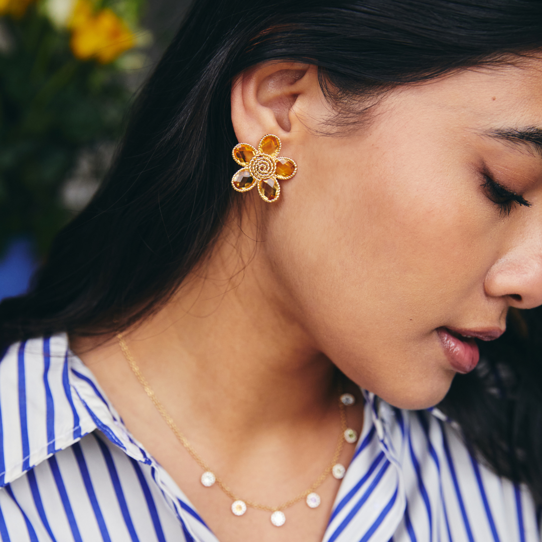 Florence Citrine Flower Earrings