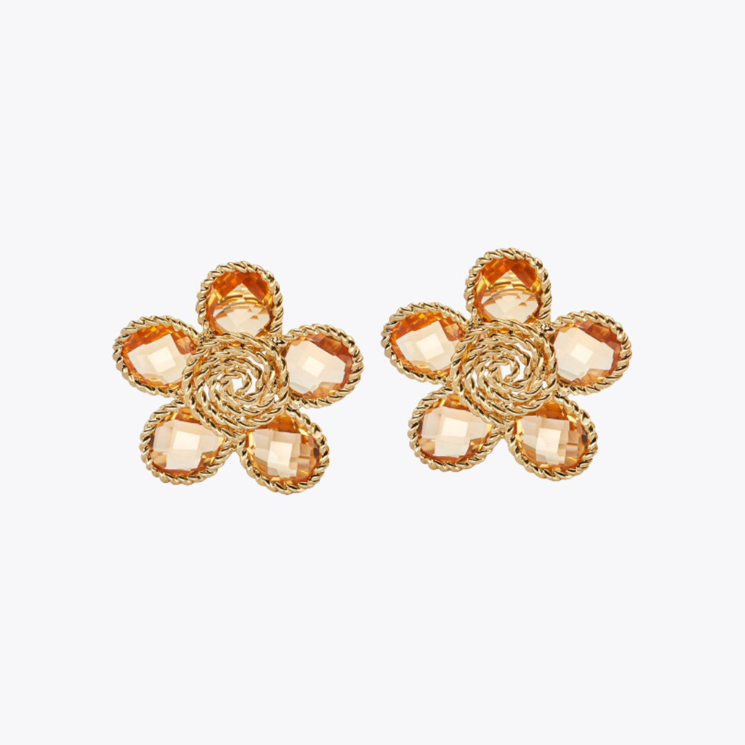 Florence Citrine Flower Earrings