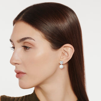 Pearl and Diamond Clover Earrings