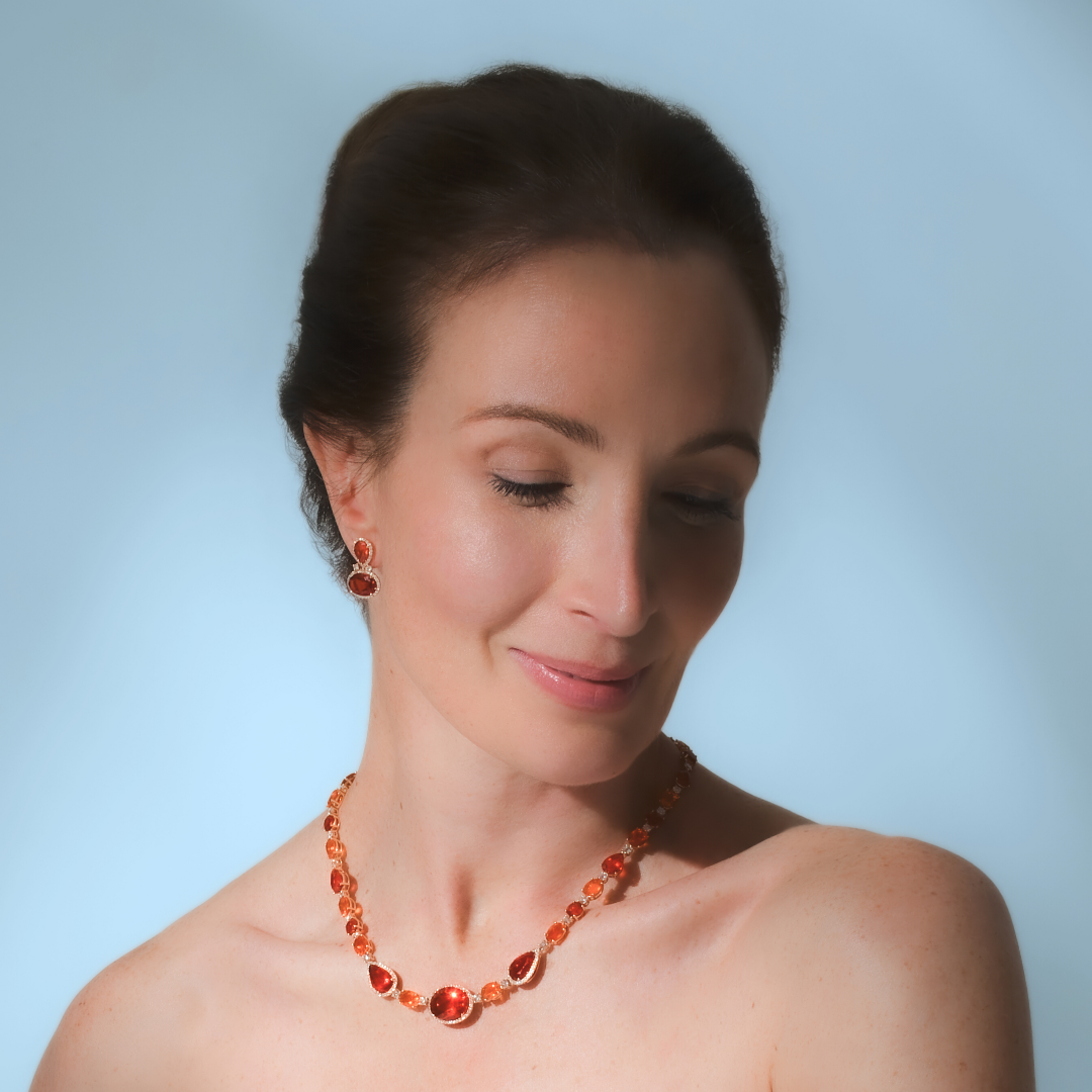 Special Editions Fire Opal and Diamond Collar Necklace