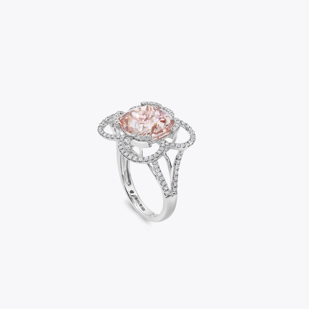 Special Editions Morganite and Diamond Alhambra Ring
