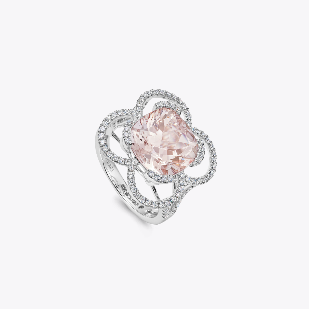 Special Editions Morganite and Diamond Alhambra Ring