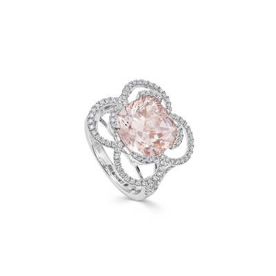 Special Editions Morganite and Diamond Alhambra Ring