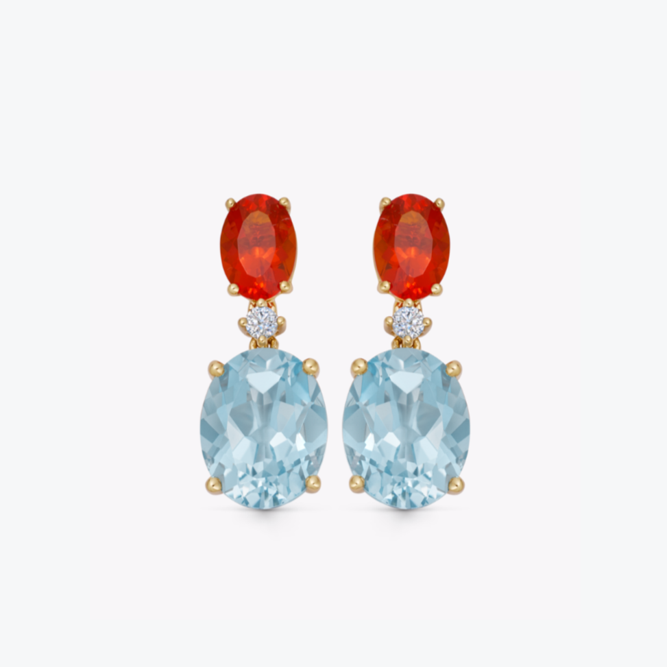 Signatures Blue Topaz and Fire Opal Earrings