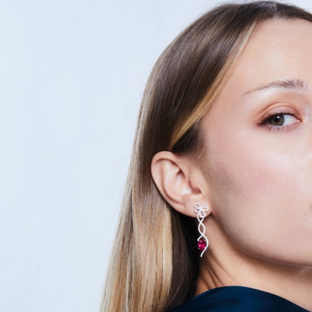 Special Editions Pink Tourmaline and Diamond Bow Earrings