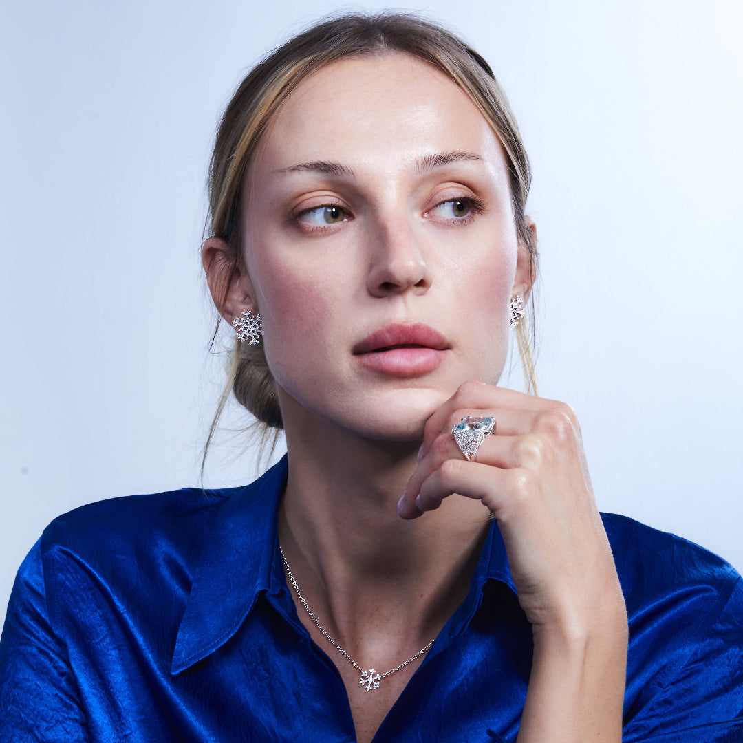 Snowflake Diamond Large Stud Earrings