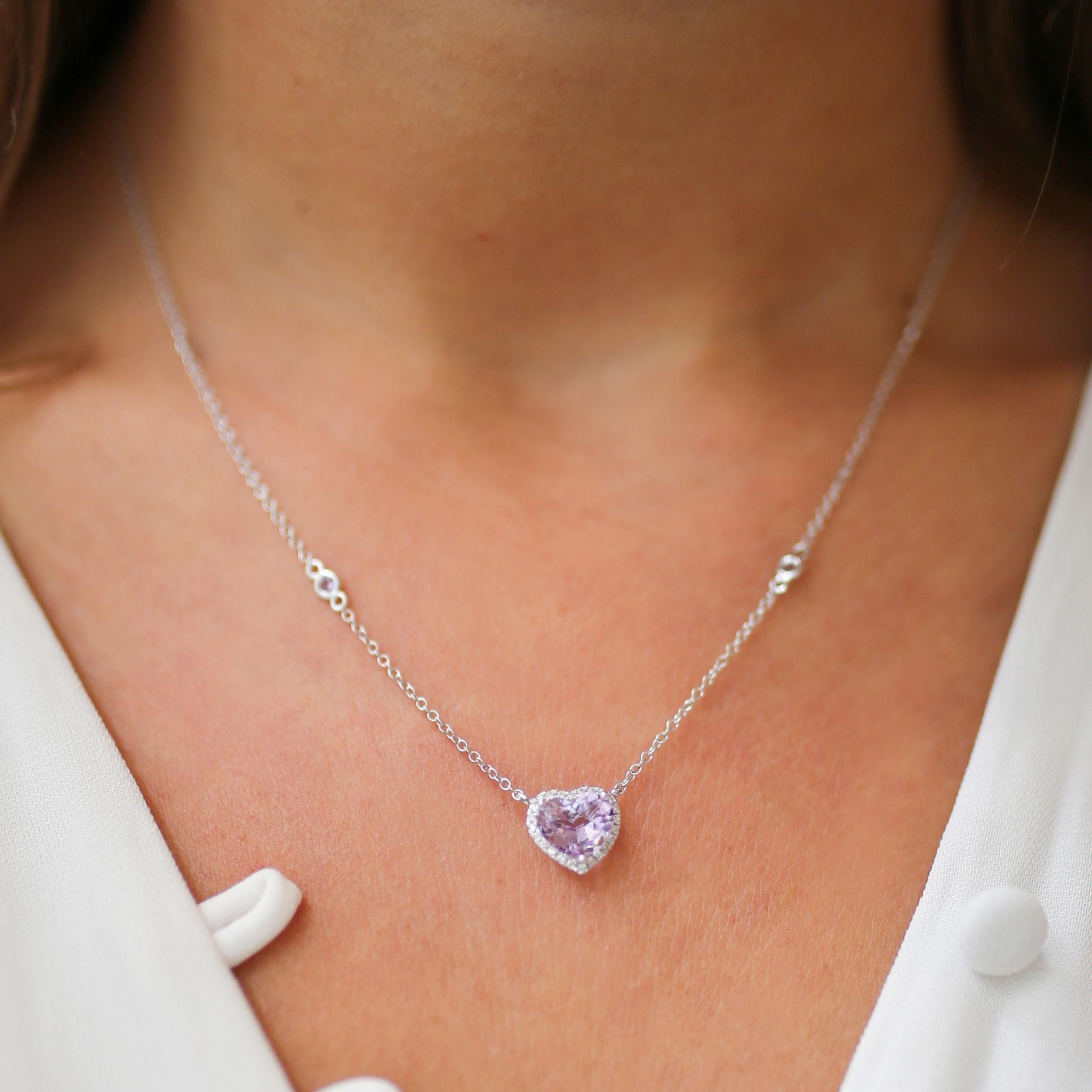 Grace Heart Lavender Amethyst and Diamond Necklace