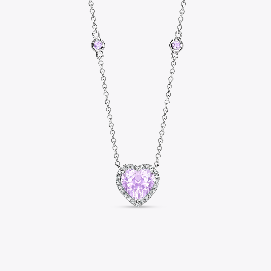 Grace Heart Lavender Amethyst and Diamond Necklace