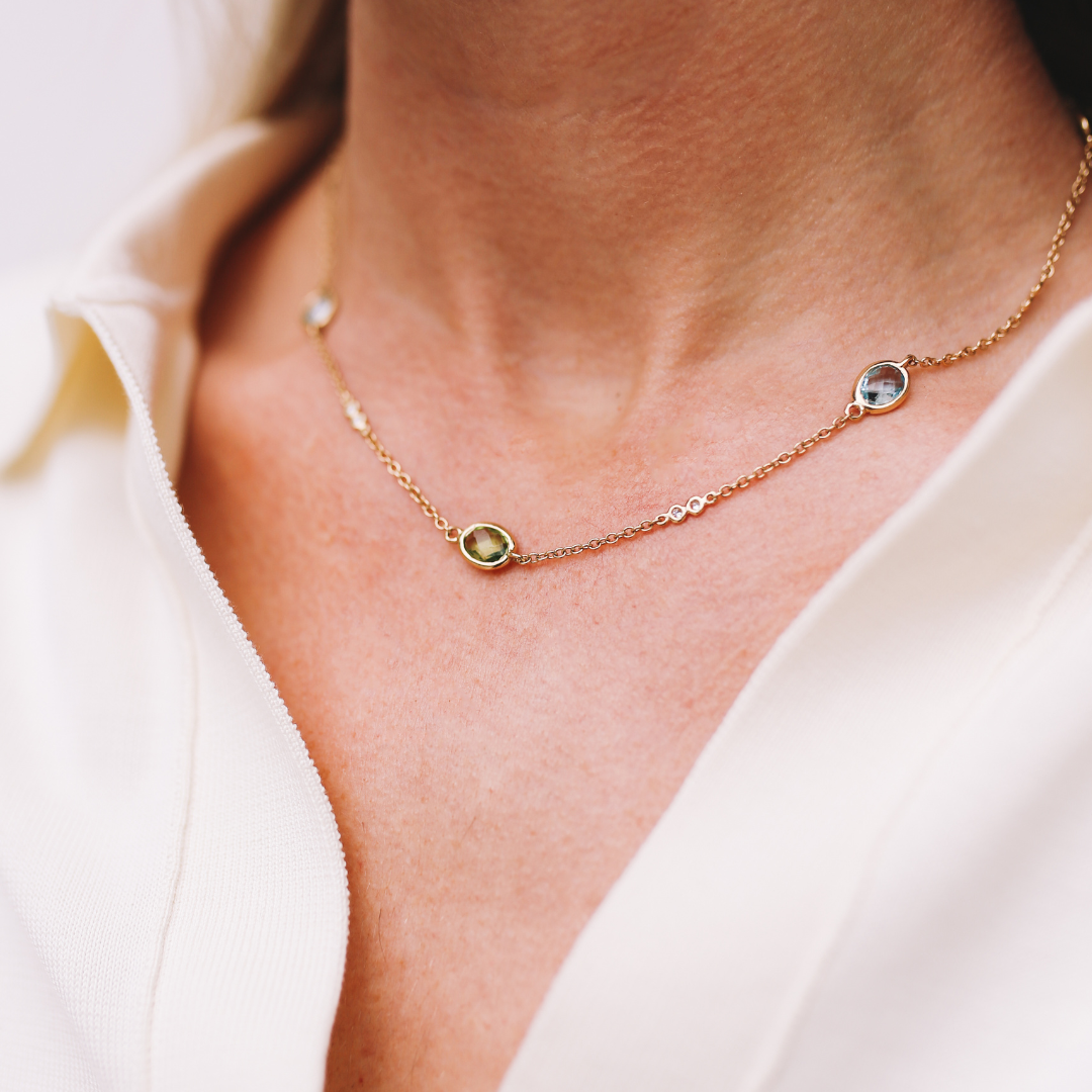 Kiki Classics Peridot, Blue Topaz and Diamond Necklace