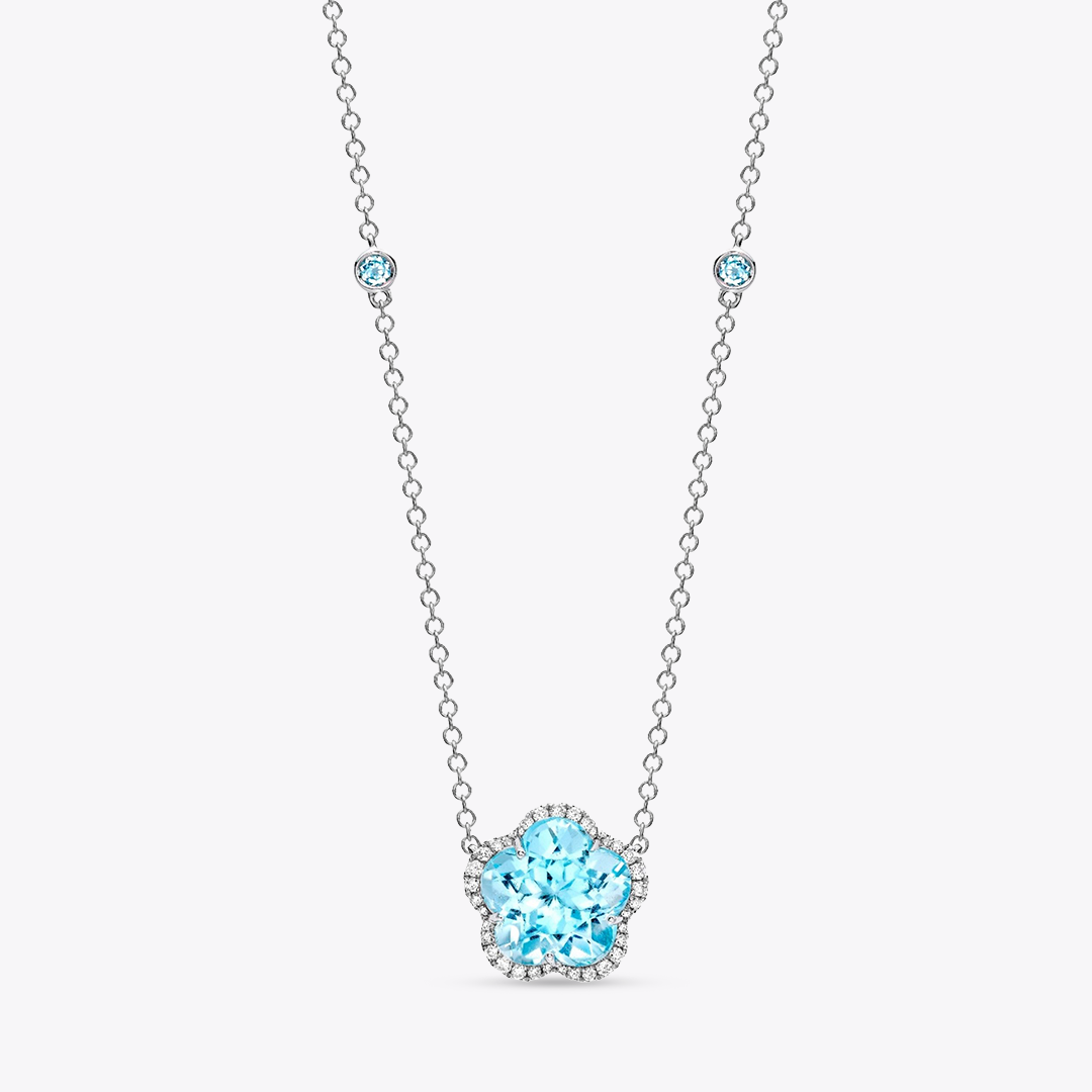 Eden Flower Blue Topaz and Diamond Necklace