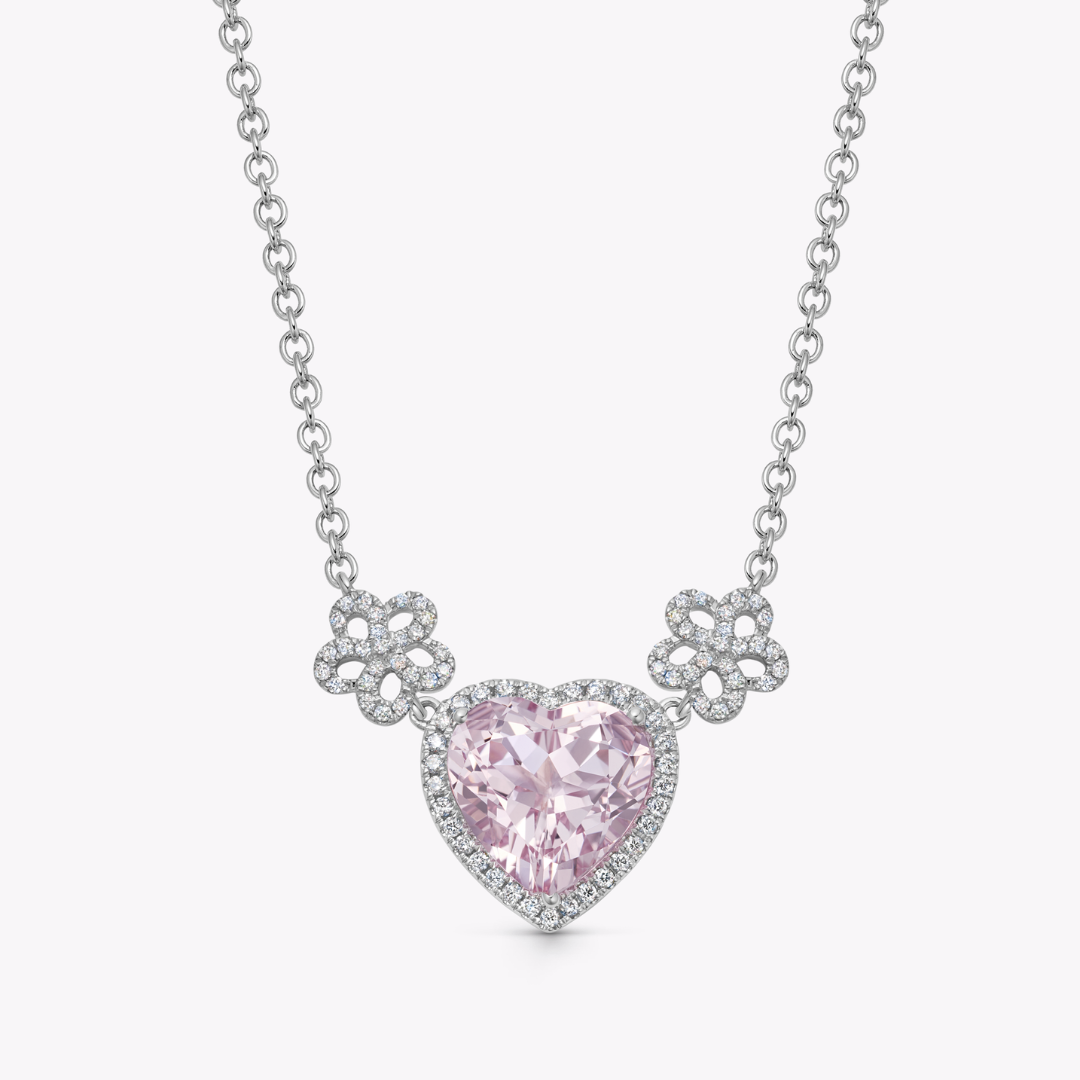 Special Editions Morganite Heart and Diamond Daisy Necklace
