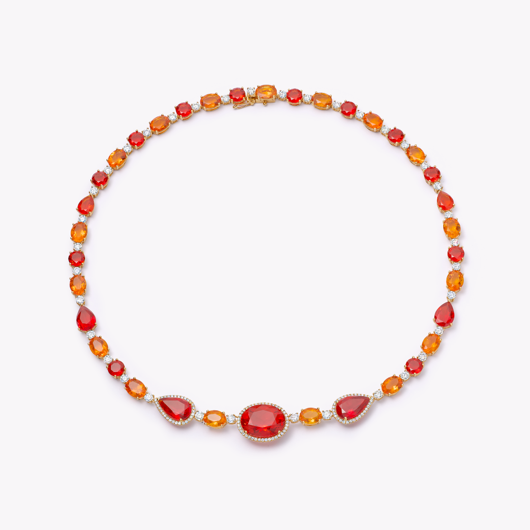 Special Editions Fire Opal and Diamond Collar Necklace