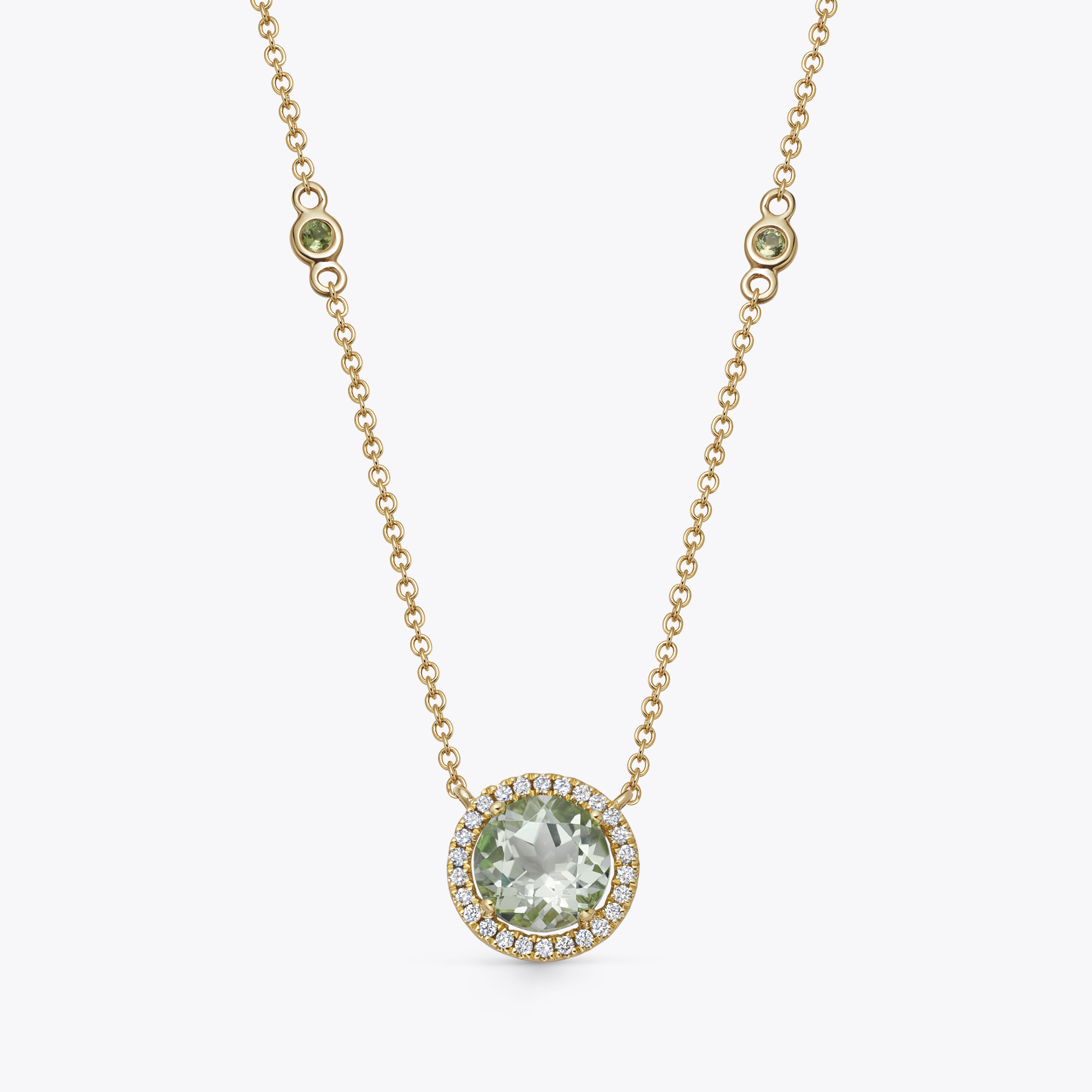 Grace Large Green Amethyst and Diamond Necklace