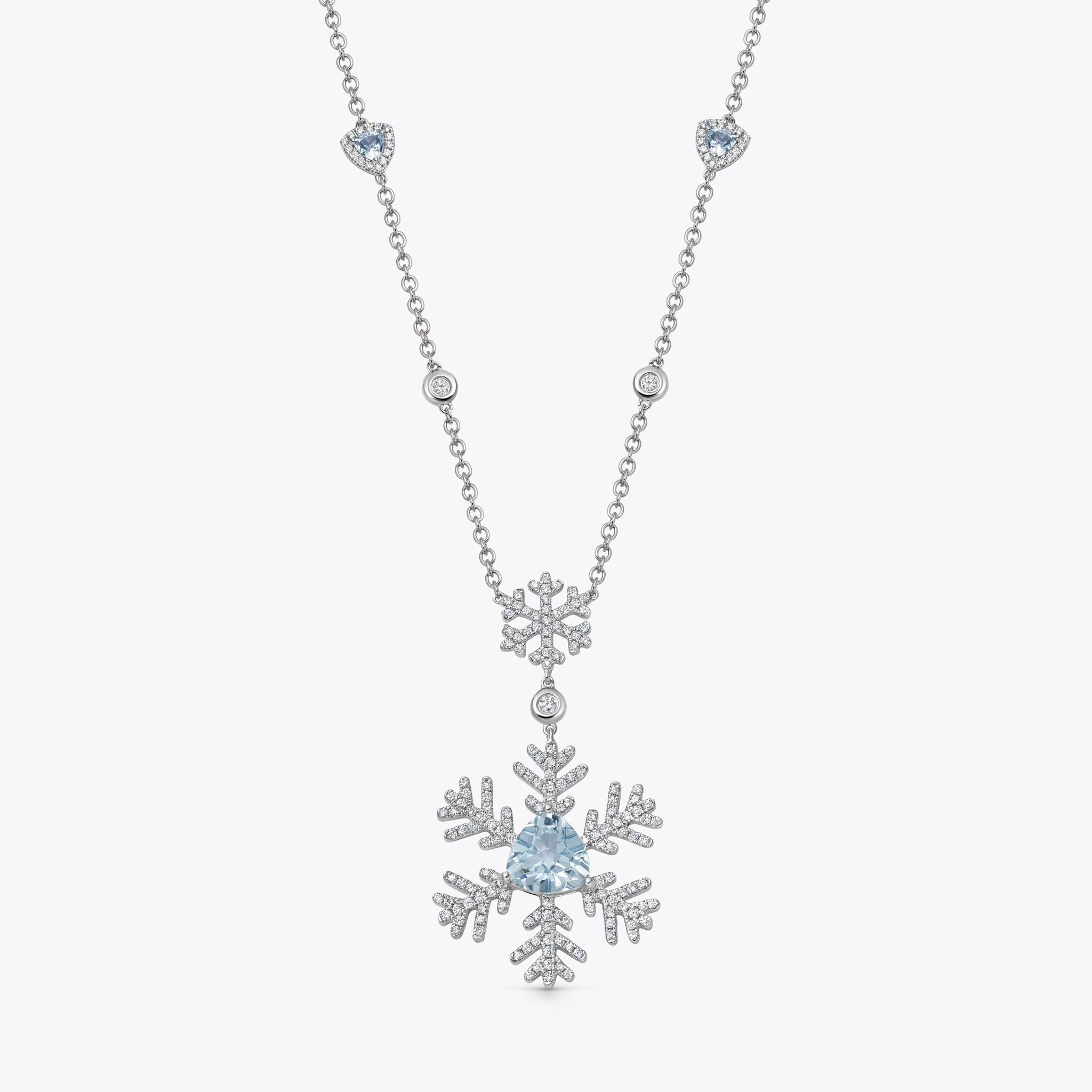Snowflake Blue Topaz and Diamond Sautoir Necklace