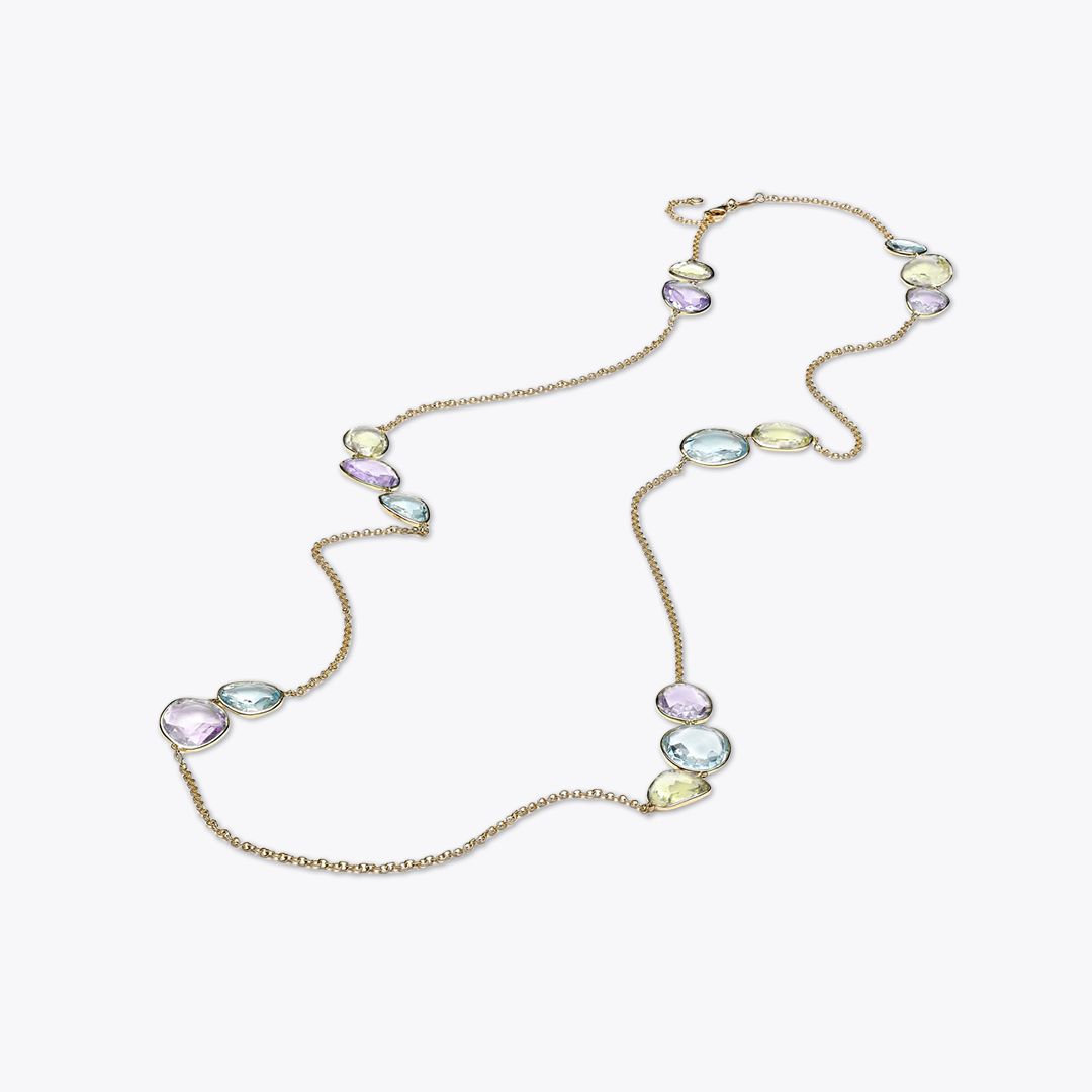 Blue Topaz, Lemon Quartz and Lavender Amethyst Necklace