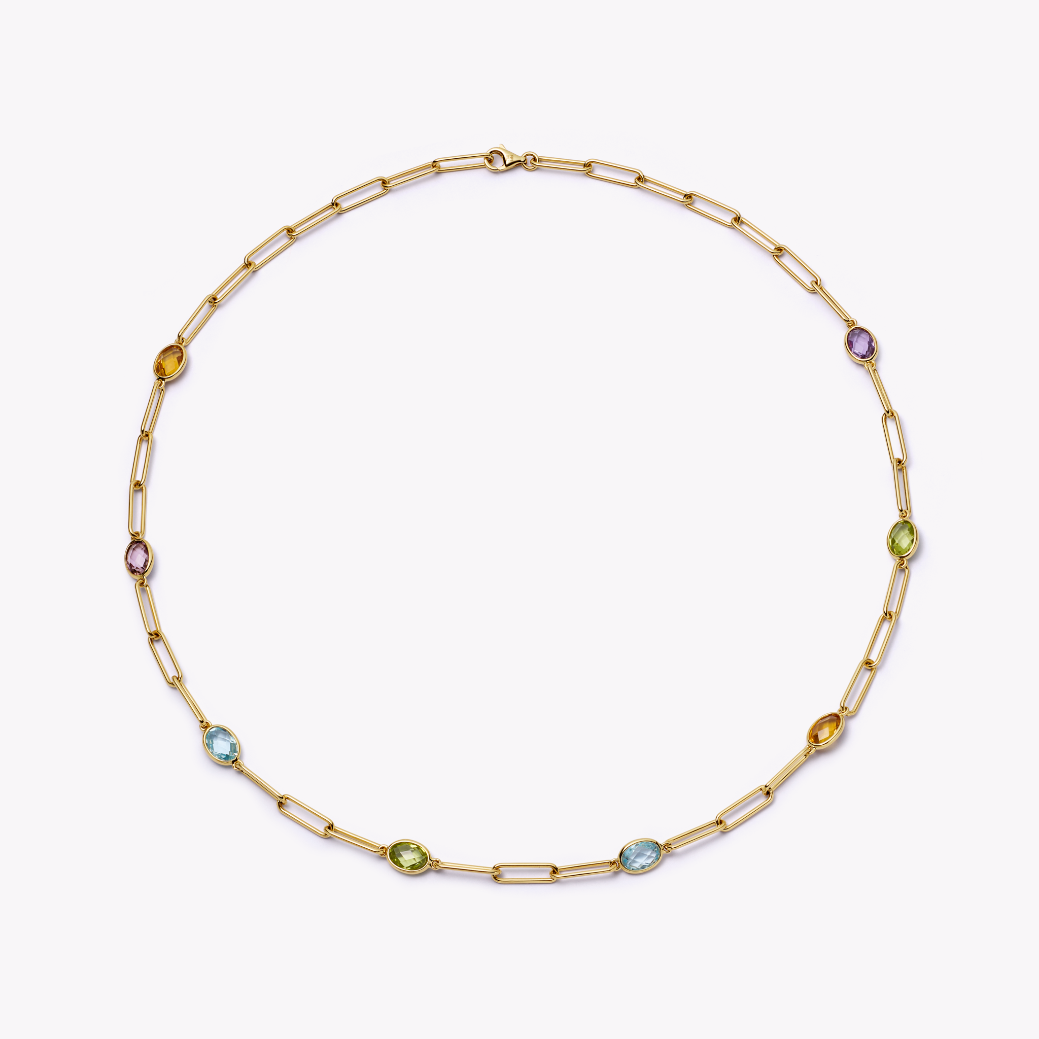 Everyday Gold Multi Gemstone Chain Necklace