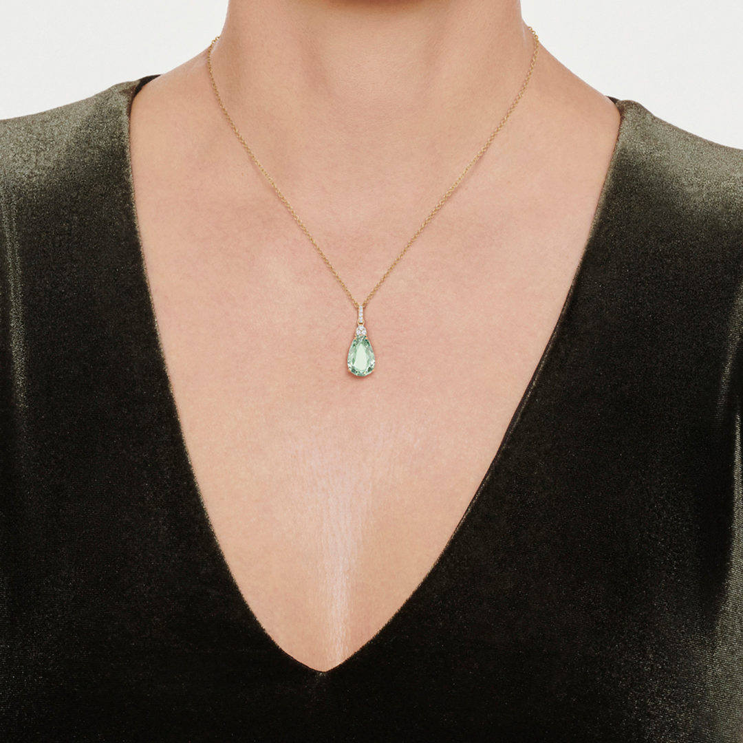 Candy Green Amethyst and Diamond Pendant