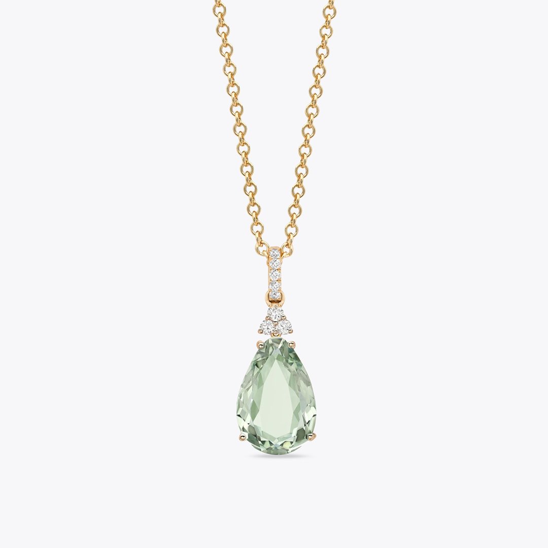Candy Green Amethyst and Diamond Pendant