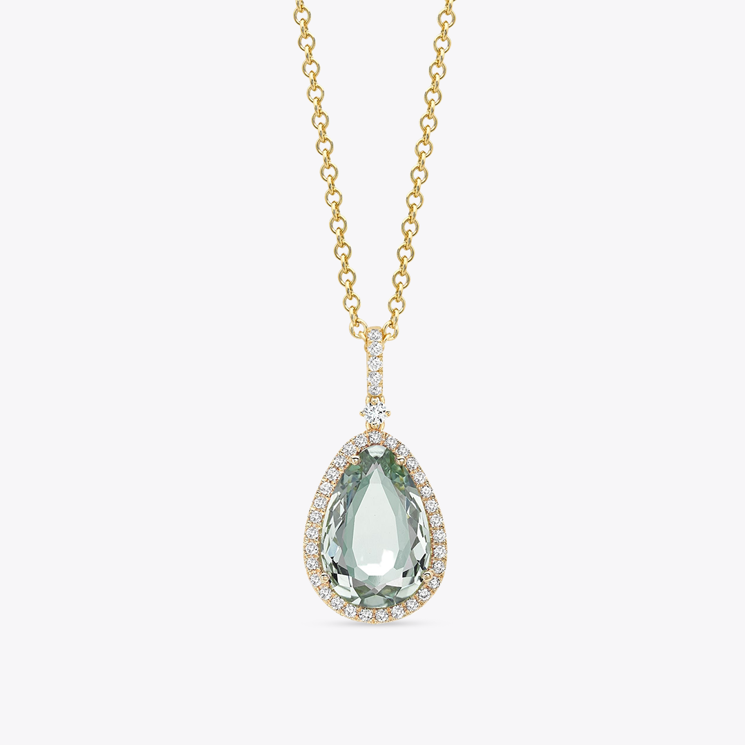 Candy Green Amethyst and Diamond Pendant