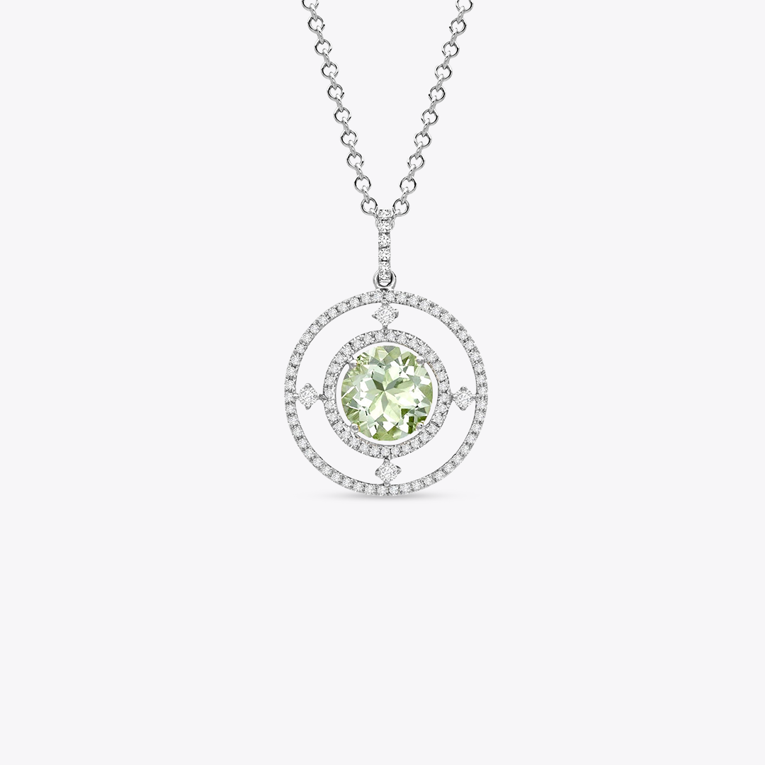 Apollo Medium Green Amethyst and Diamond Pendant