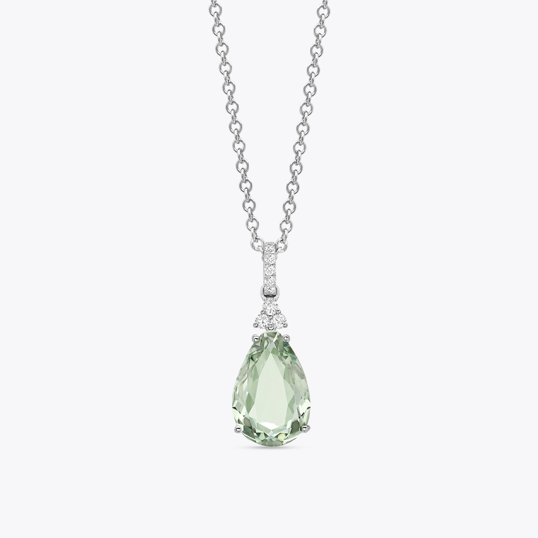 Candy Mini Green Amethyst and Diamond Pendant