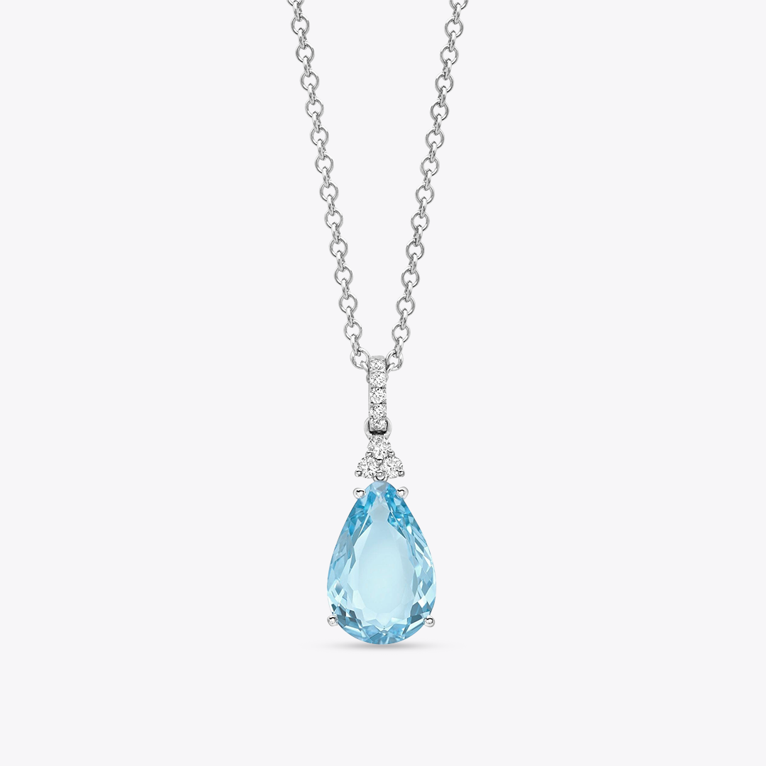 Candy Blue Topaz and Diamond Pendant