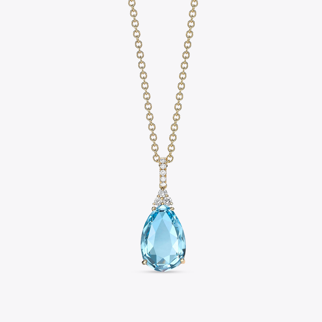 Candy Blue Topaz and Diamond Pendant