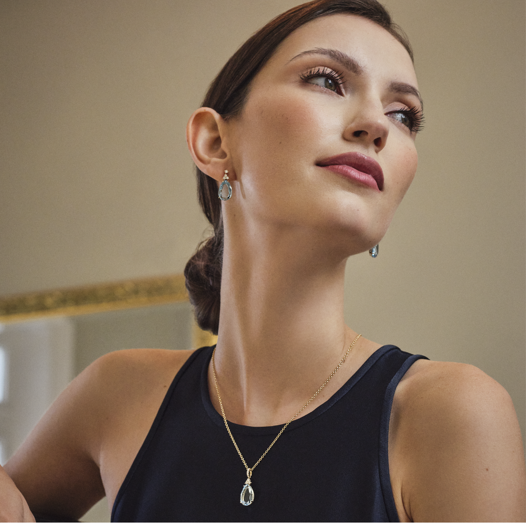 Candy Blue Topaz and Diamond Pendant