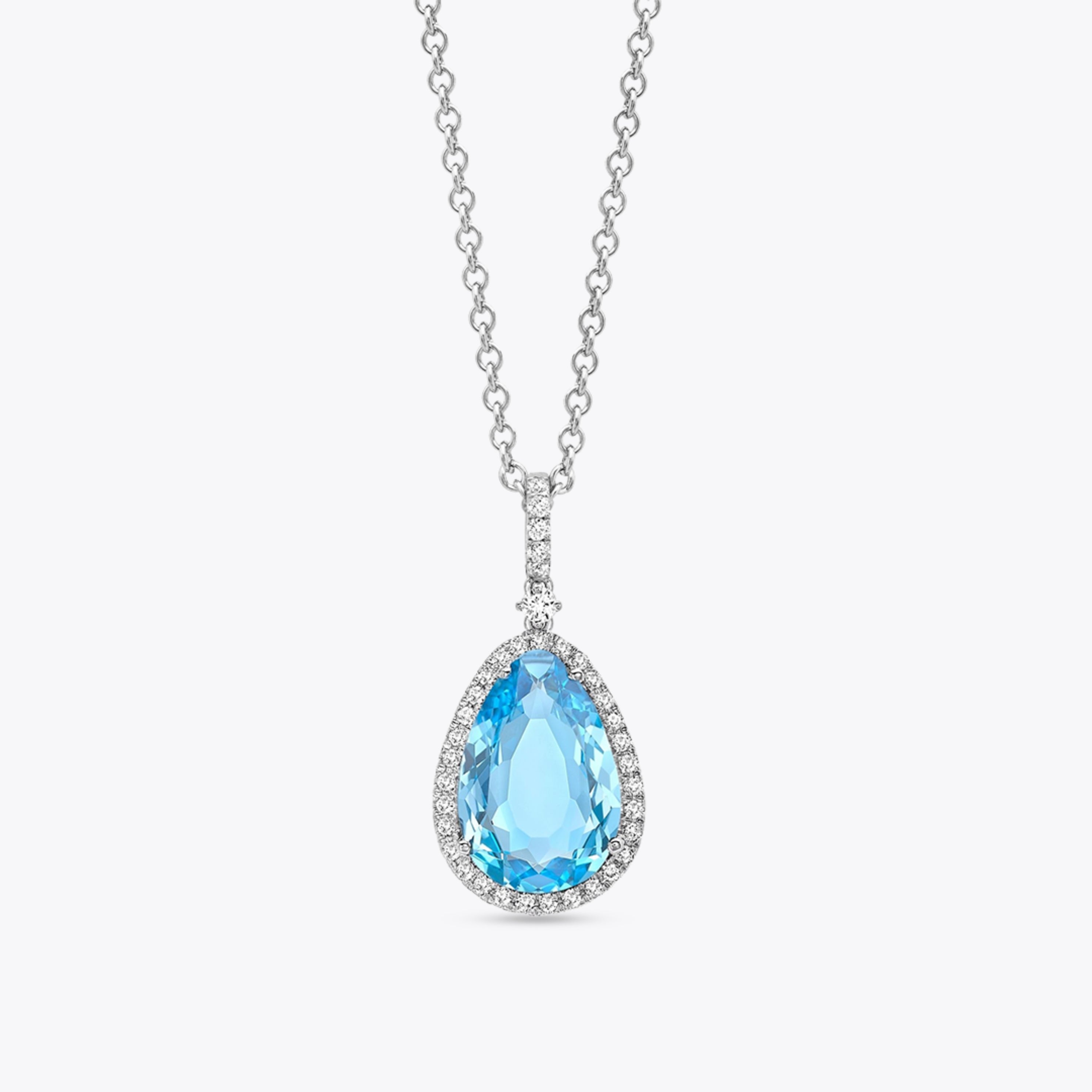Candy Blue Topaz and Diamond Pendant