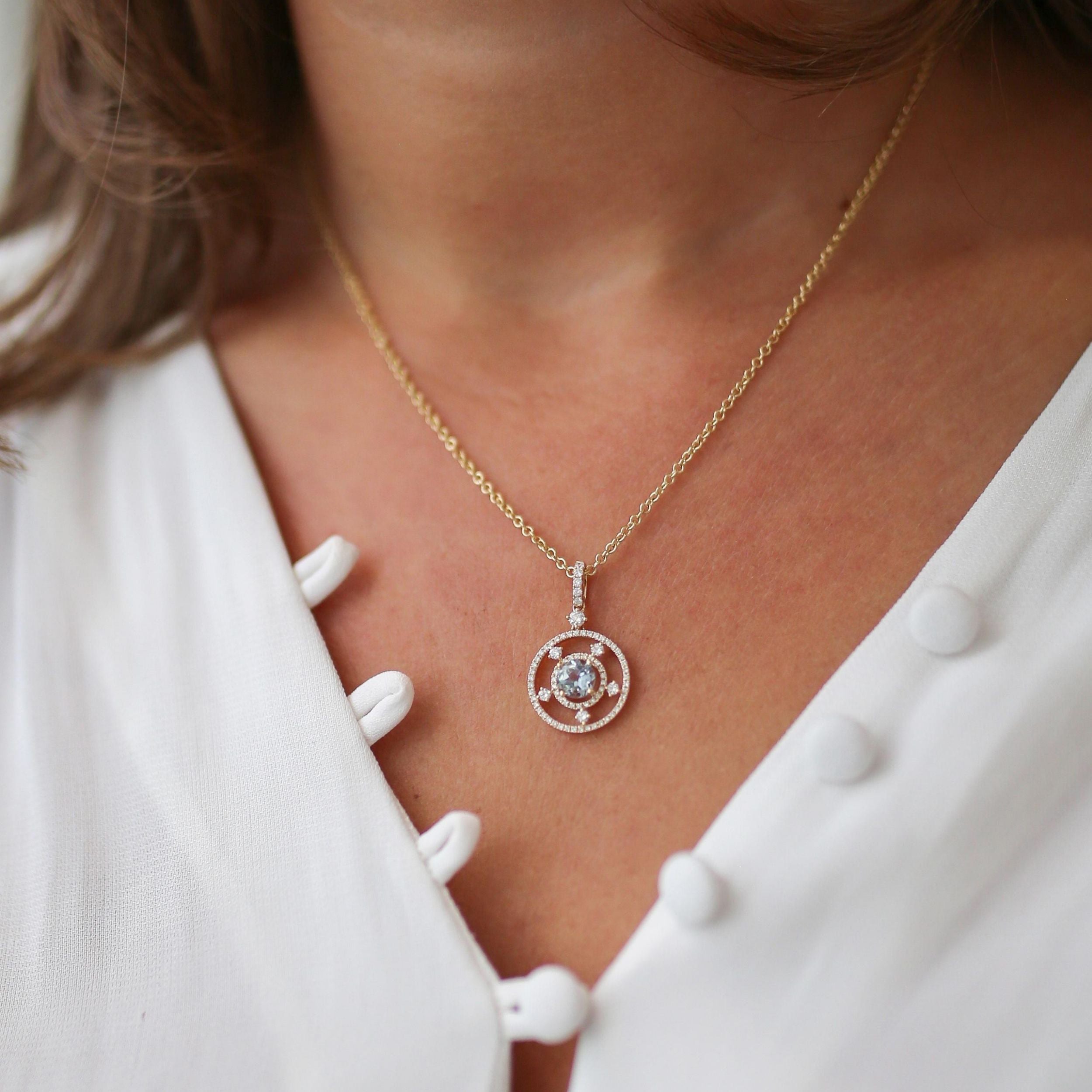 Apollo Small Blue Topaz and Diamond Pendant