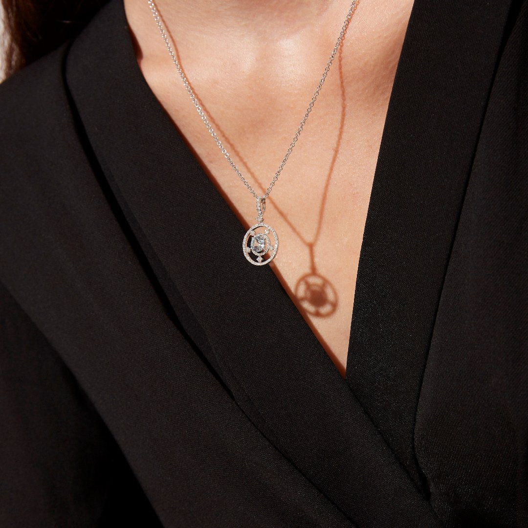 Apollo Small Blue Topaz and Diamond Pendant