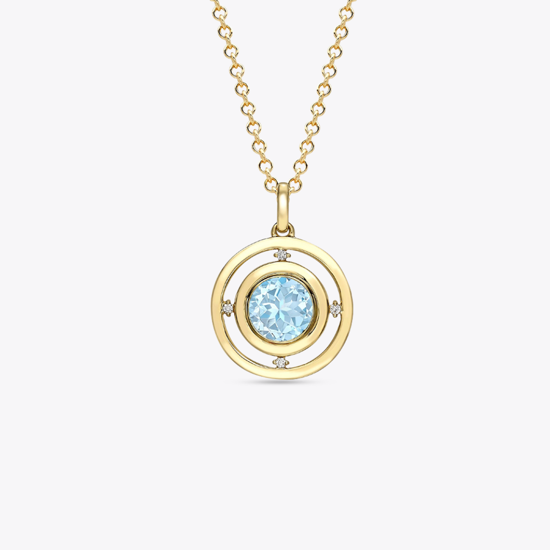 Apollo Blue Topaz and Diamond Pendant