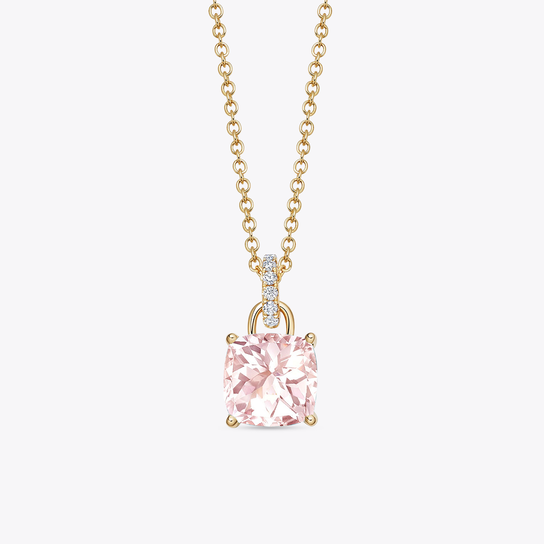 Kiki Cushion Morganite and Diamond Loop Pendant