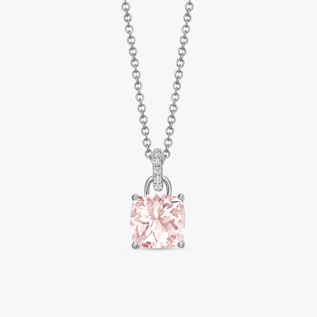 Kiki Cushion Morganite and Diamond Loop Pendant