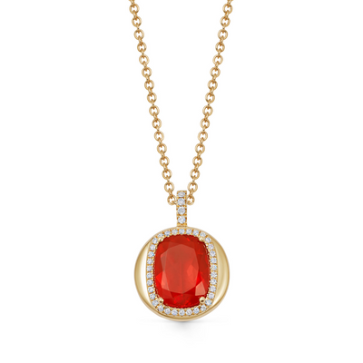 Special Editions Fire Opal and Diamond Steps Pendant