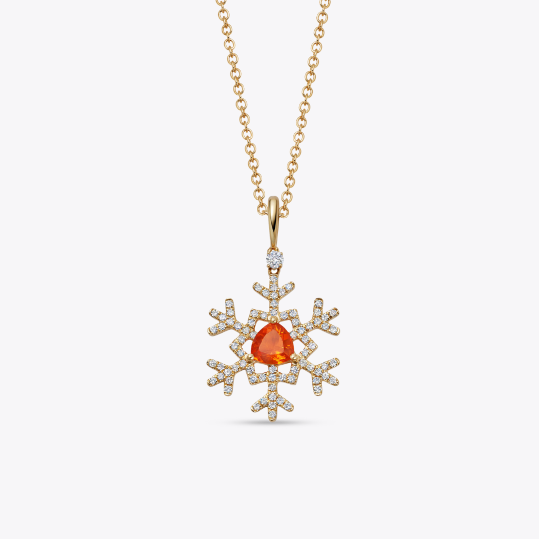 Snowflake Fire Opal and Diamond Pendant