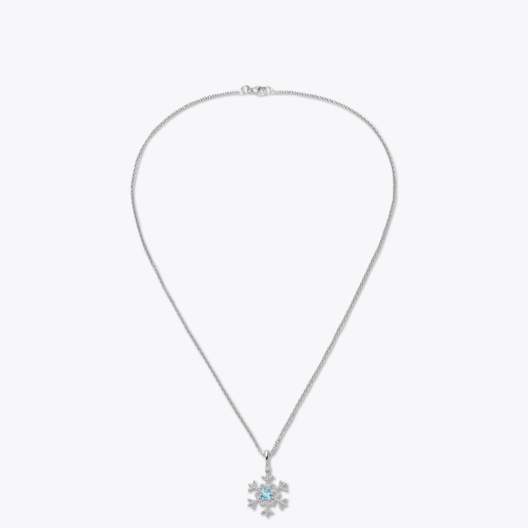 Snowflake Blue Topaz and Diamond Pendant