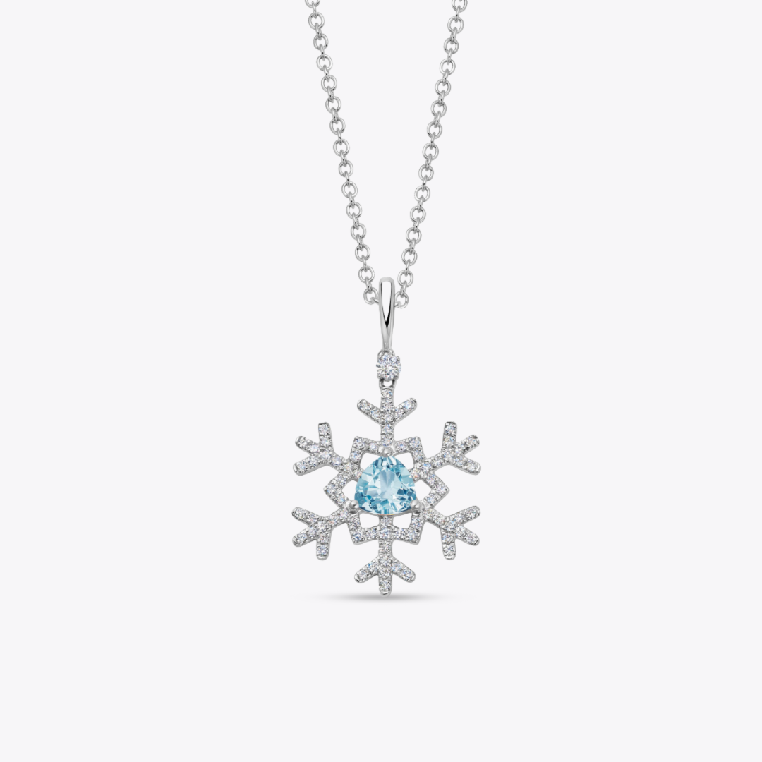 Snowflake Blue Topaz and Diamond Pendant