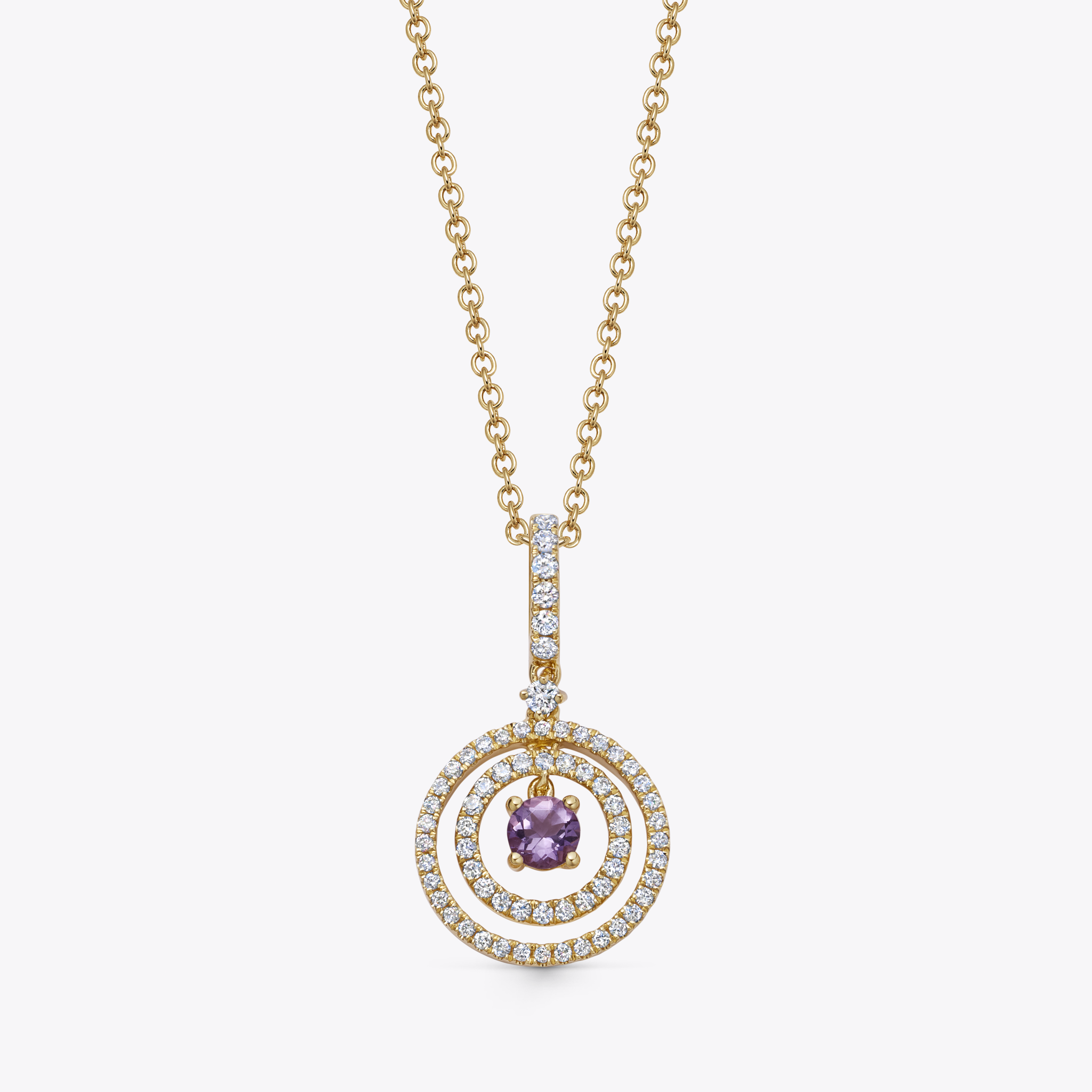 Birthstones February Amethyst and Diamond Pendant