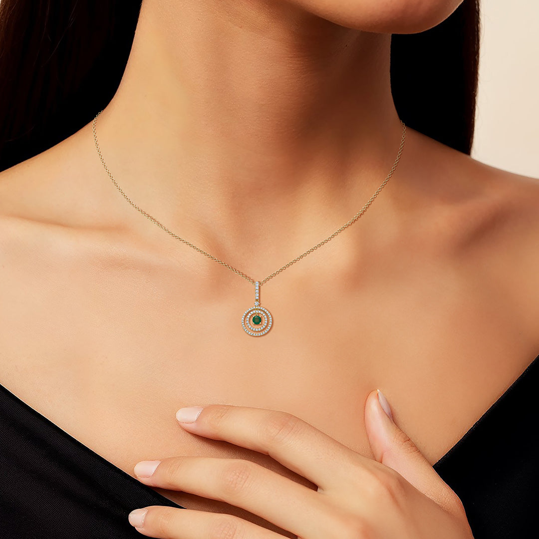 Birthstones May Emerald and Diamond Pendant