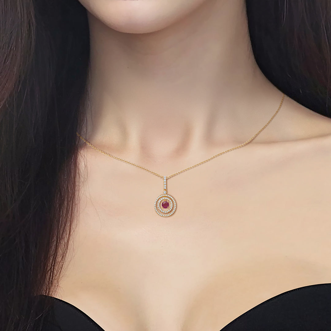 Birthstones July Ruby and Diamond Pendant