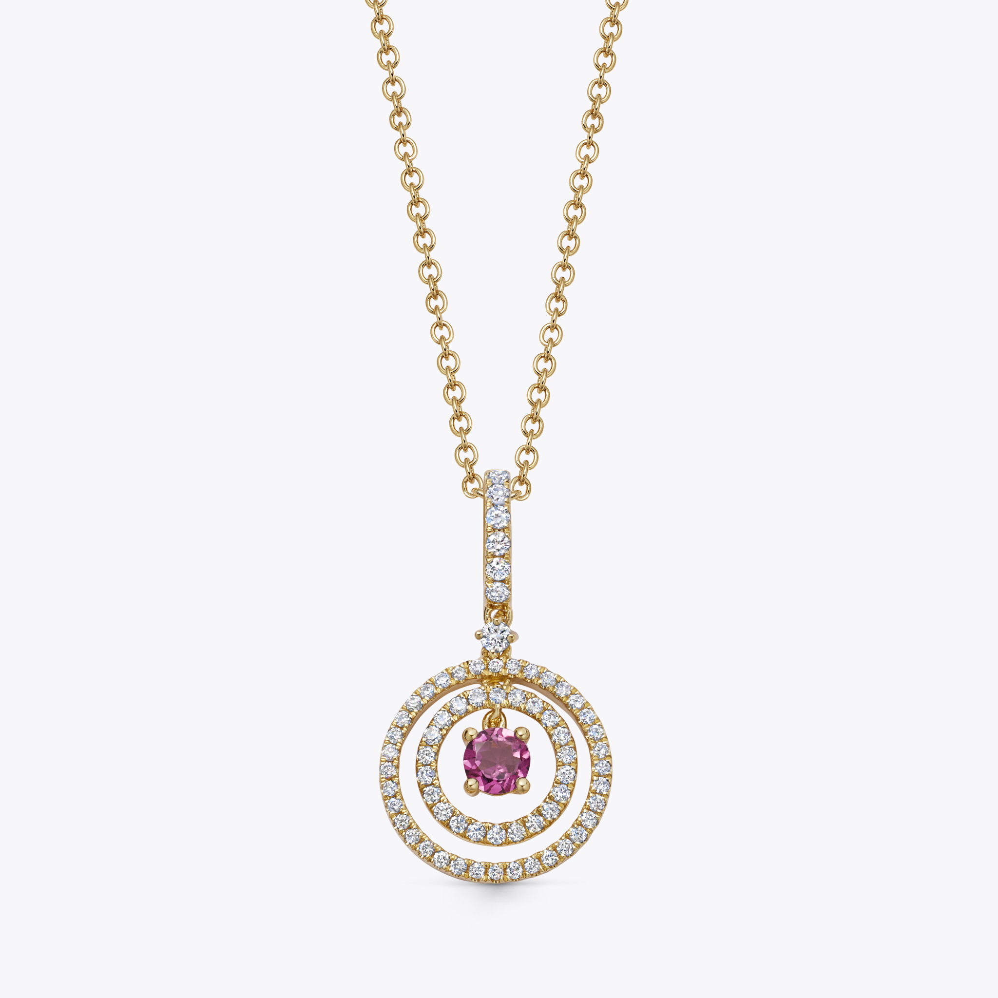 Birthstones October Pink Tourmaline and Diamond Pendant