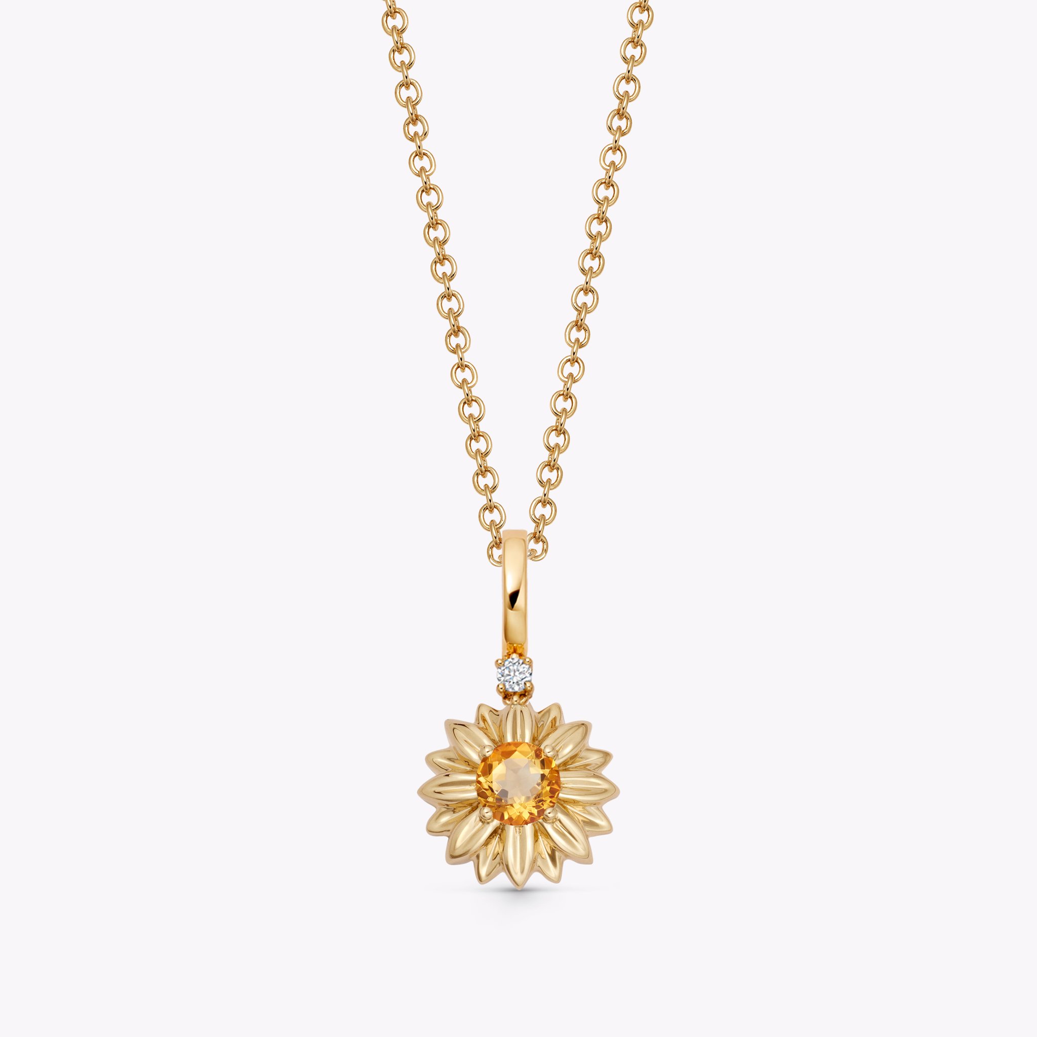 Detachable Citrine Sunflower Pendant