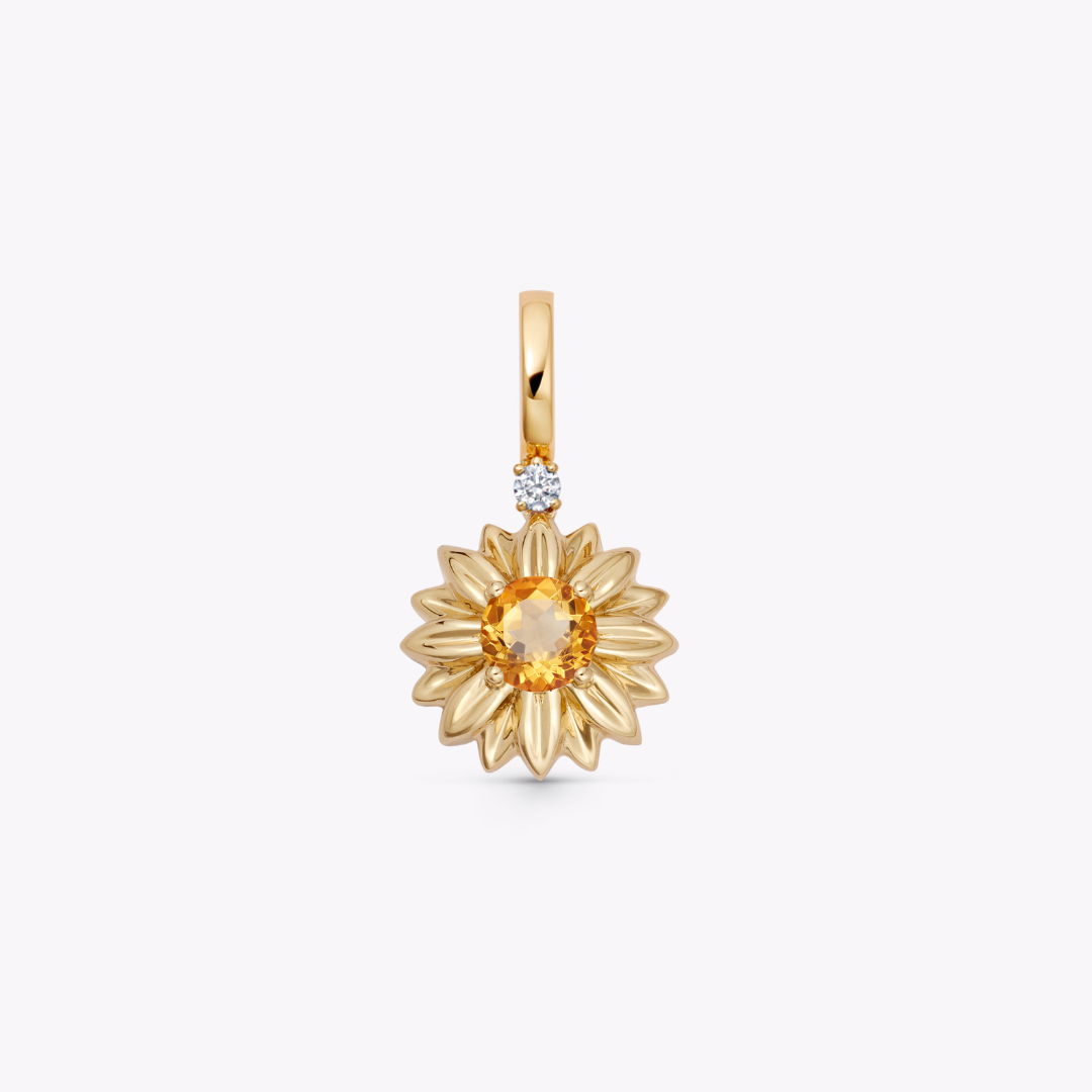 Detachable Citrine Sunflower Pendant