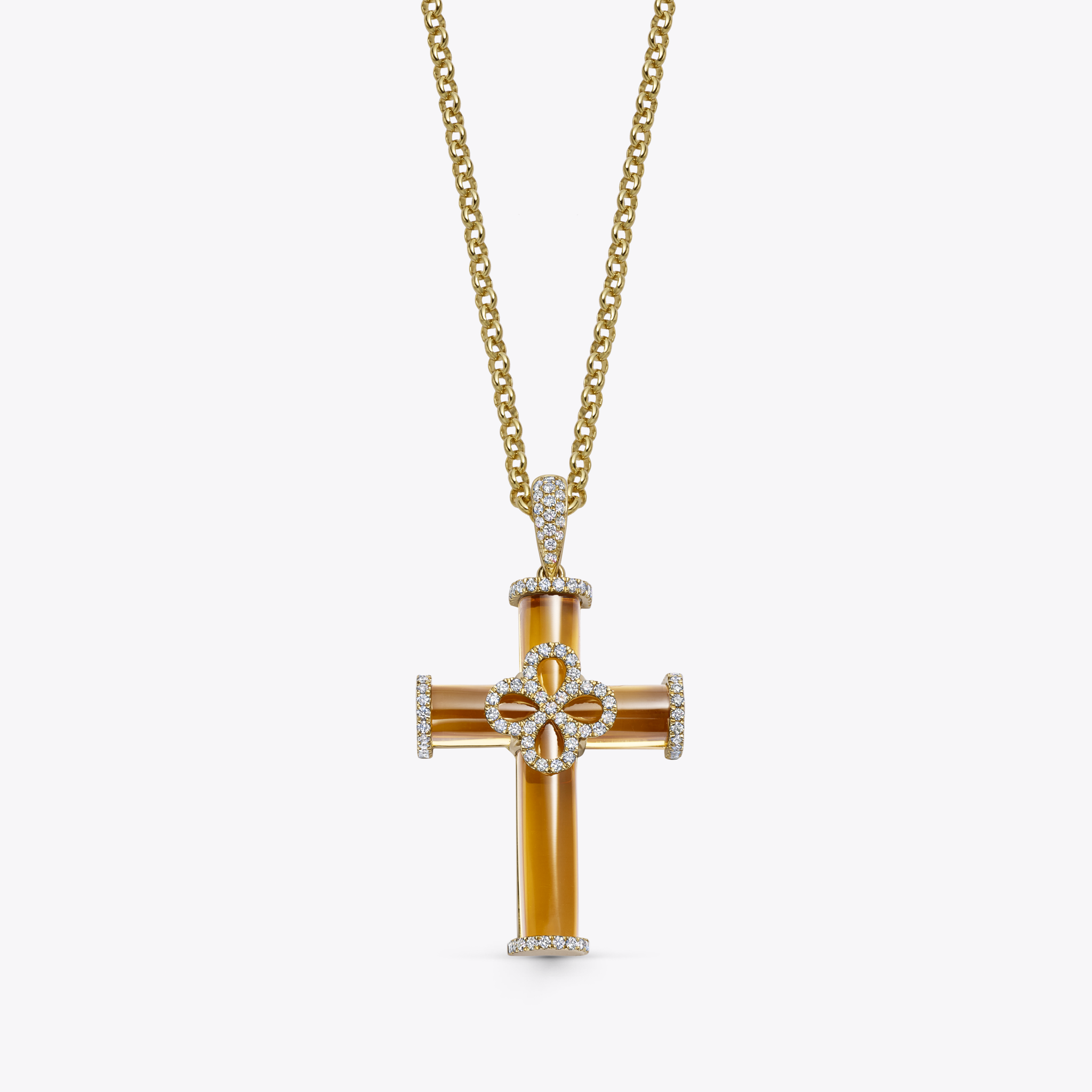 Special Editions Citrine and Diamond Petal Cross Pendant