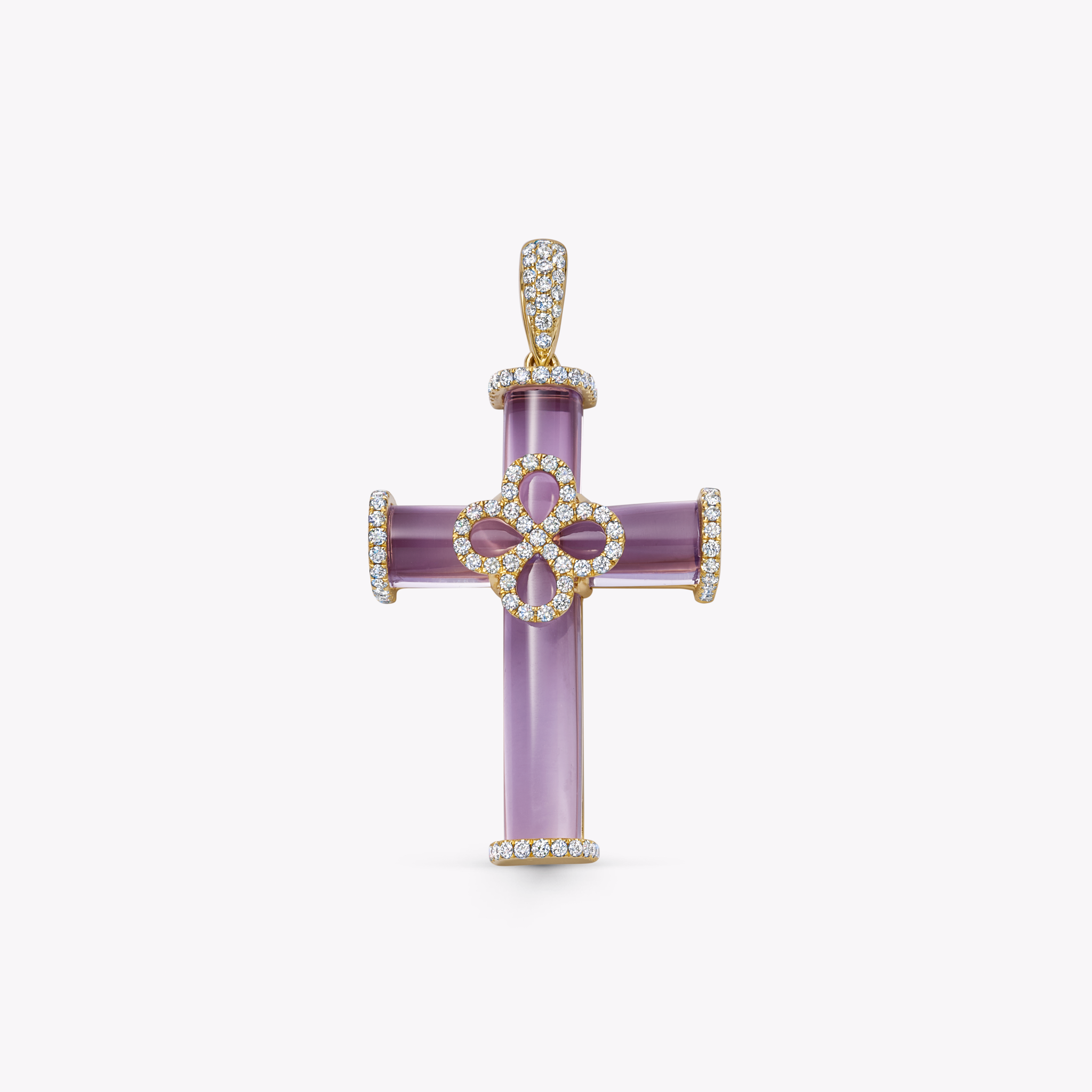 Special Editions Lavender Amethyst and Diamond Petal Cross Pendant