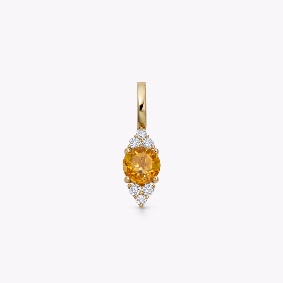 Detachable Citrine and Tri Diamond Tipped Pendant